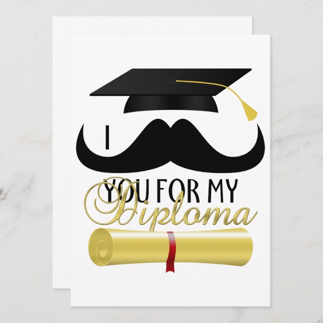 Mustache Sie für meine Diploma Abschluss Einladung (Vorne/Hinten)