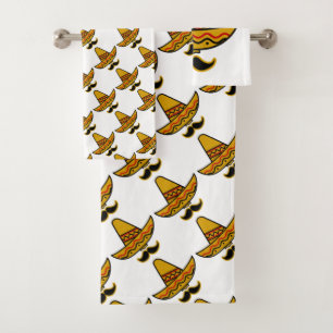 Mustache Sombrero Badhandtuch Set