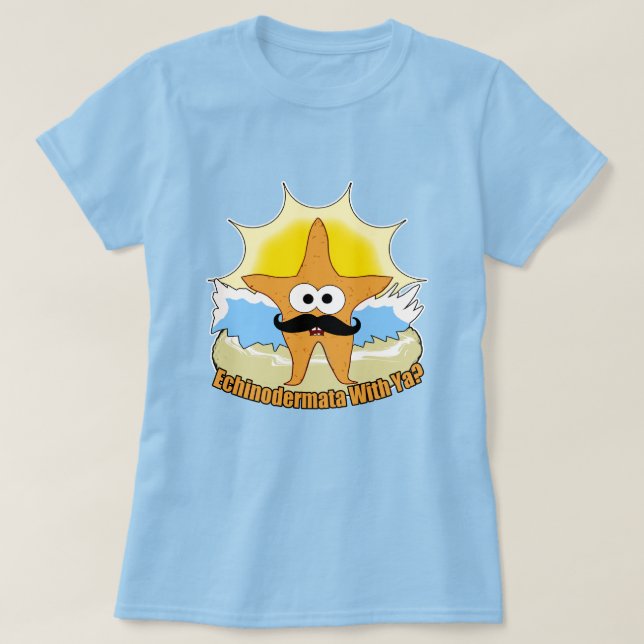 Mustache Starfish Echinodermata T-Shirt (Design vorne)