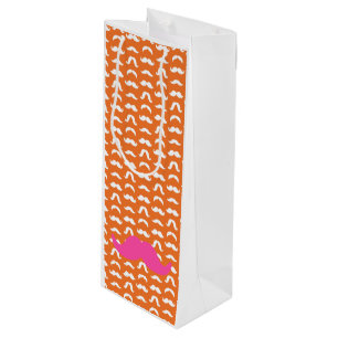 Mustache Stile Muster voppy Orange Pink Fun Geschenktüte Für Weinflaschen