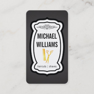 Mustache Stripes Golden Shears Comb Visitenkarte