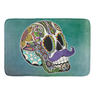 Mustache Sugar Skull Bath Mat Badematte