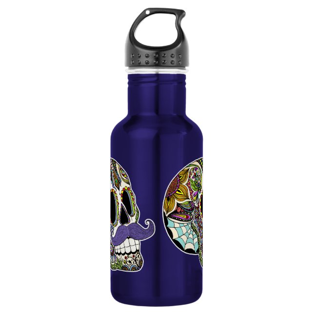 Mustache Sugar Skull (Farbe) Liberty Flasche Trinkflasche (Vorderseite)