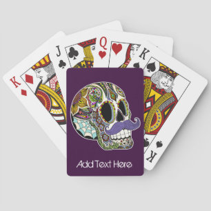 Mustache Sugar Skull (Farbe) Spielkarten