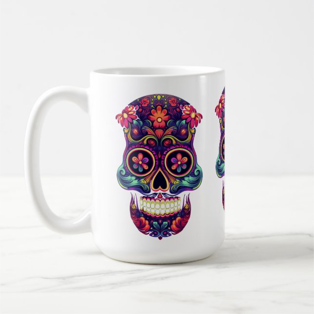 Mustache Sugar Skulls Kaffeetasse (Links)