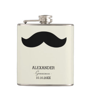 Mustache Trauzeuge Gift Individuelle Name Flachmann