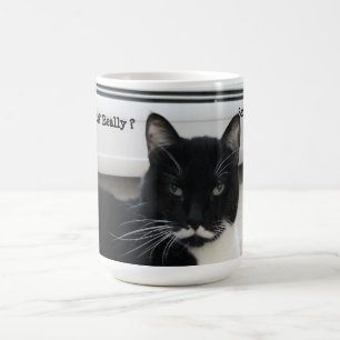Mustache Tuxedo Cat (Seriös) Tasse