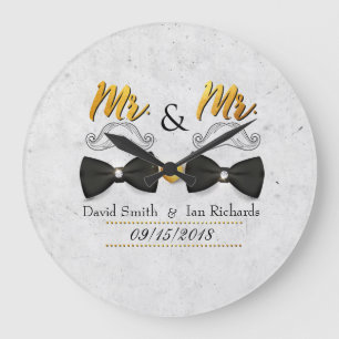 Mustache und Bogen für Herrn und Herrn Große Wanduhr