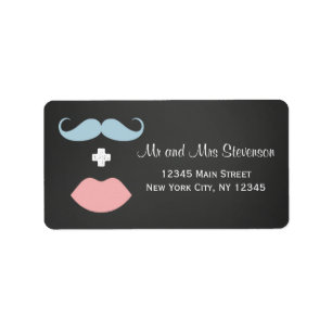 Mustache und Kisses Rücksendeadressen-Aufklebers Adressaufkleber