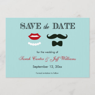 Mustache und Lips Aqua Strip Speichern Sie die Dat Save The Date