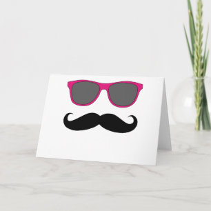 Mustache und rosa Sonnenbrille Spaß Karte