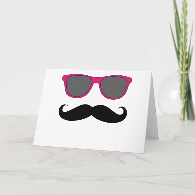 Mustache und rosa Sonnenbrille Spaß Karte (Vorderseite)