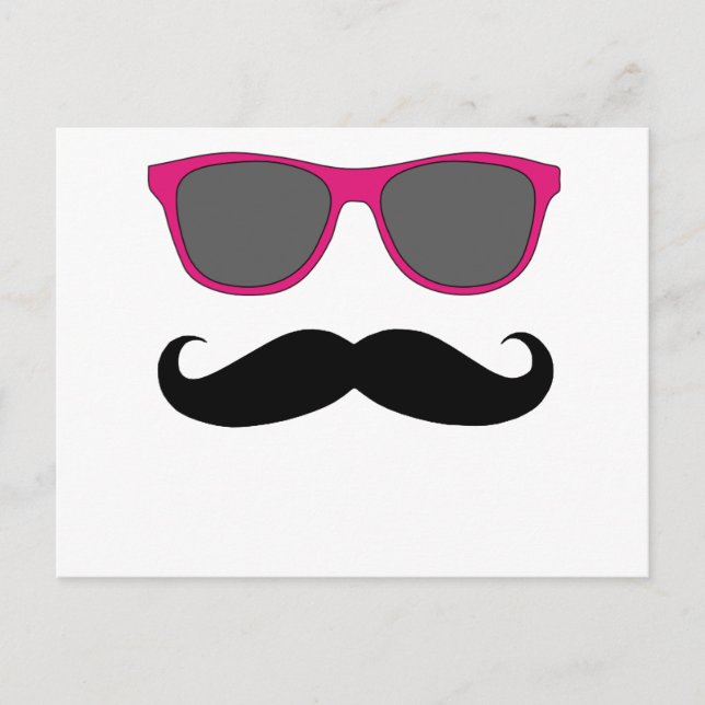 Mustache und rosa Sonnenbrille Spaß Postkarte (Vorderseite)