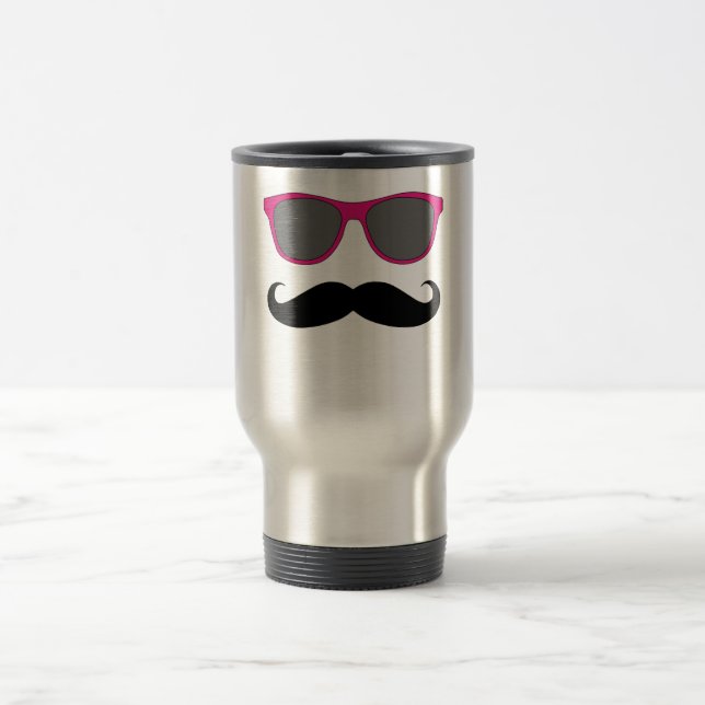 Mustache und rosa Sonnenbrille Spaß Reisebecher (Mittel)