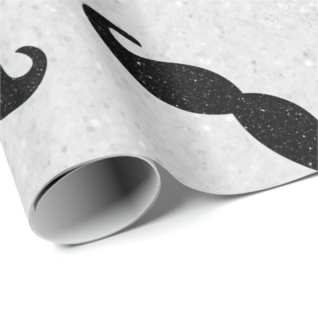 Mustache Vatertag Glitzer Geschenkpapier (Rolleneckpunkt)