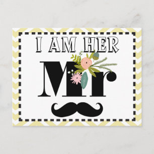 Mustache Wedding Foto Prop Ich bin ihr Mr. Postkarte