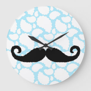 Mustache Wolken Große Wanduhr