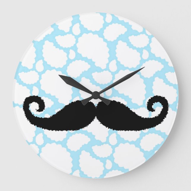 Mustache Wolken Große Wanduhr (Vorderseite)