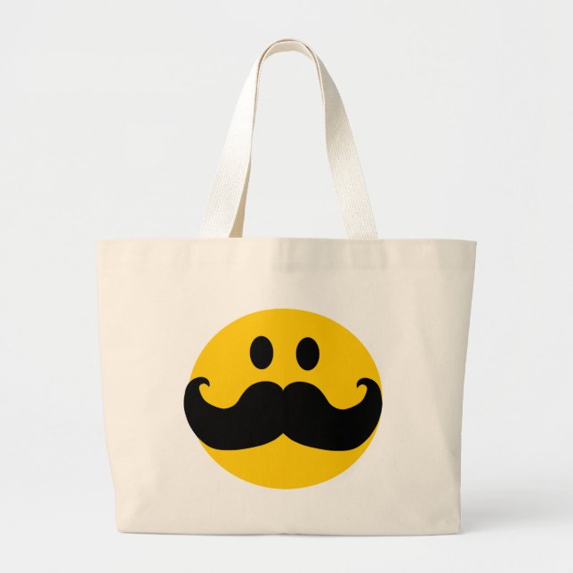Mustache Yellow Happy Face Jumbo Stoffbeutel (Vorne)