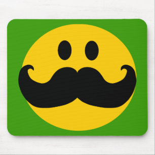 Mustache Yellow Happy Face Mousepad