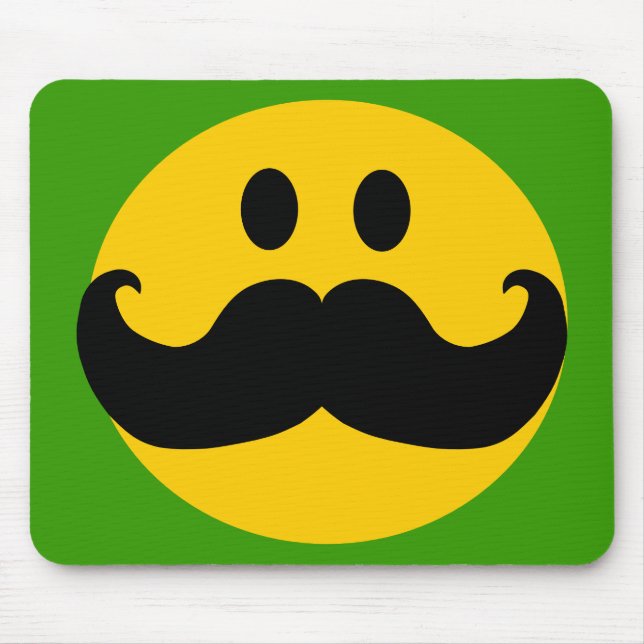 Mustache Yellow Happy Face Mousepad (Vorne)