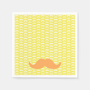 Mustache Yellow Orange Hipster Trendy Retro Fun Serviette