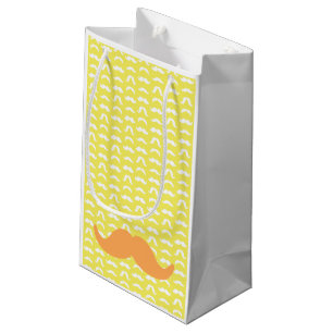 Mustache Yellow White Orange Ihm Hipster Kleine Geschenktüte