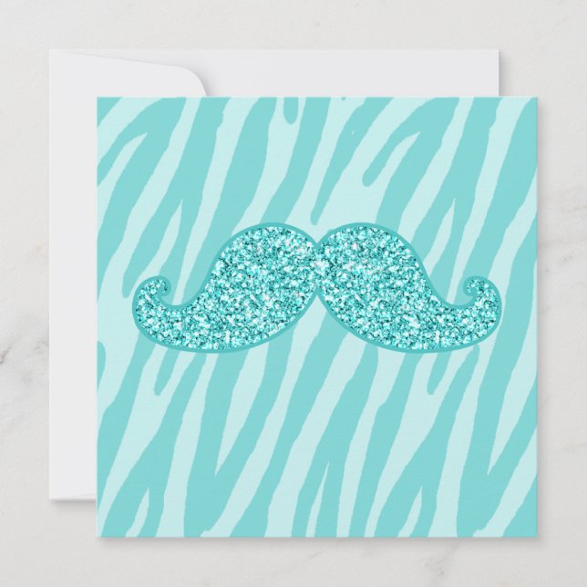 MUSTACHE ZEBRA-STREIFEN MIT AQUAMARINEM GLITZER (Vorderseite)
