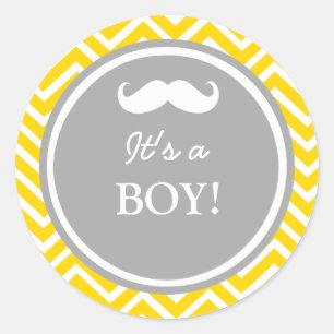Mustache Zickzack Babydusche Runder Aufkleber