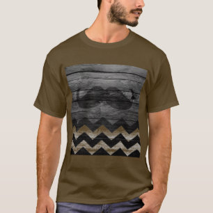 Mustache Zickzack Vintages Holz #4 T-Shirt