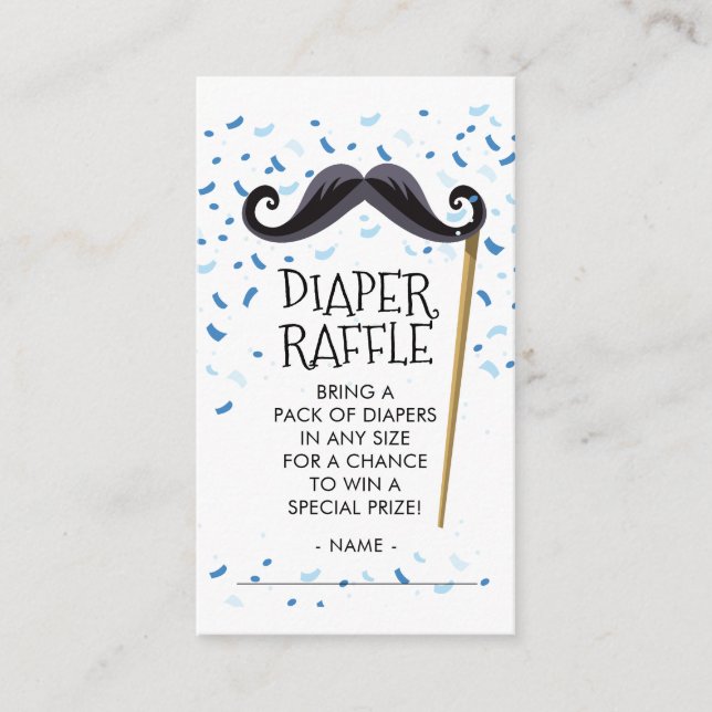 Mustachel Baby Duwer Diaper Raffle Ticket Begleitkarte (Vorderseite)