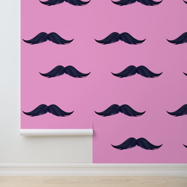 Mustaches Custom Color Pink Funny Tapete (Anwendung)