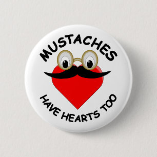 Mustaches haben auch Herz Button