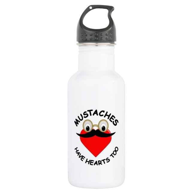 Mustaches haben auch Herz Edelstahlflasche (Vorderseite)