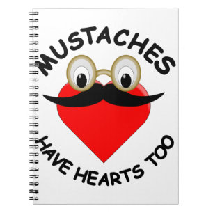 Mustaches haben auch Herz Notizblock