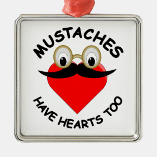 Mustaches haben auch Herz Silbernes Ornament