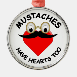 Mustaches haben auch Herz Silbernes Ornament