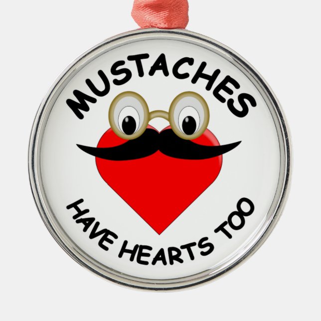 Mustaches haben auch Herz Silbernes Ornament (Vorne)