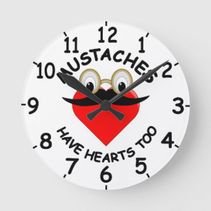 Mustaches Have Hearts Too Runde Wanduhr