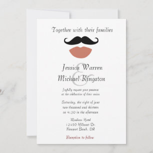 Mustaches Red Lips Wedding Einladung