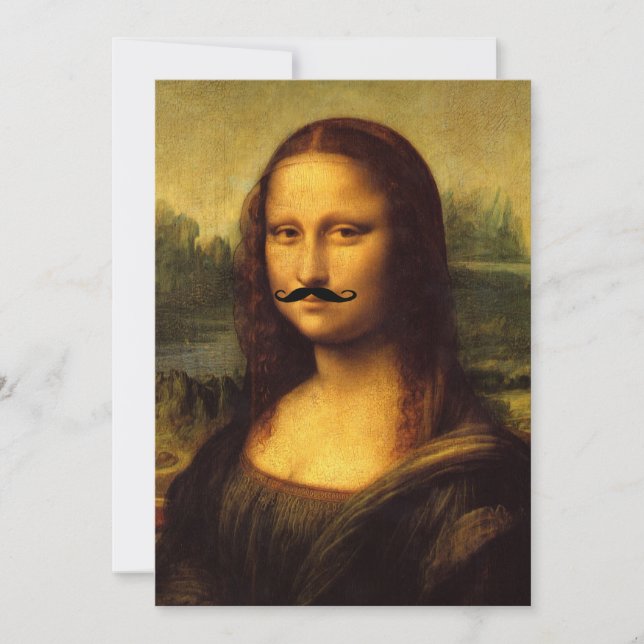 Mustachioed Mona Lisa Einladung (Vorderseite)
