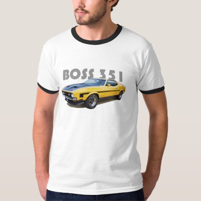 Mustang 351 CHEF Muskel-Auto-"Wecker" T - SHIRT (Vorderseite)