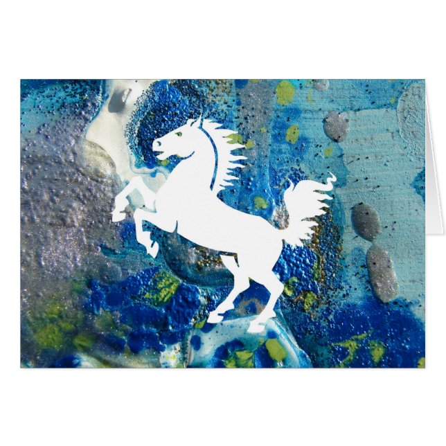 Mustang auf Mixed Media Painting (Vorderseite (Horizontal))