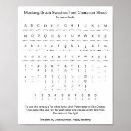 Mustang Brush Swashes Schriftart Glyph Sheet Poster