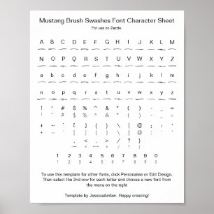 Mustang Brush Swashes Schriftart Glyph Sheet Poster