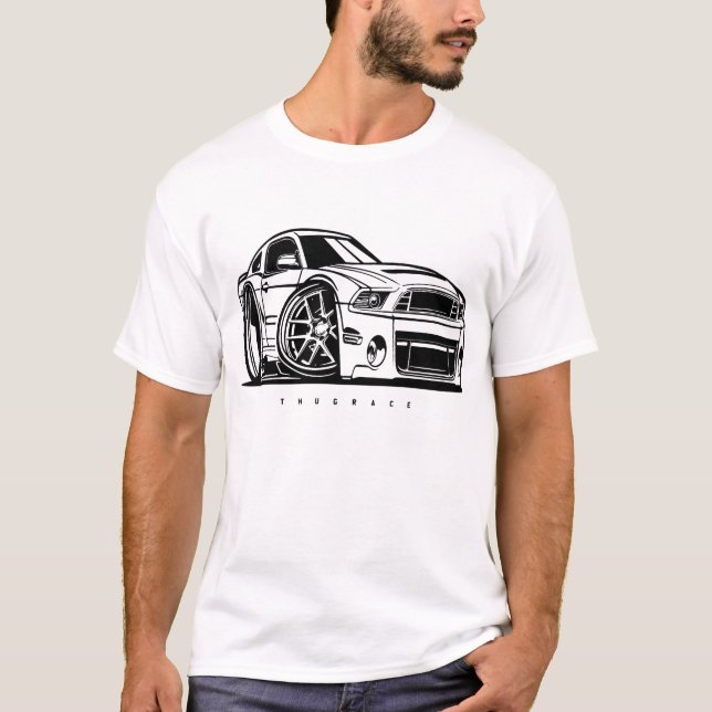 Mustang Fifth Gen S197 Toon Art Car Enthusiast T-Shirt (Vorderseite)