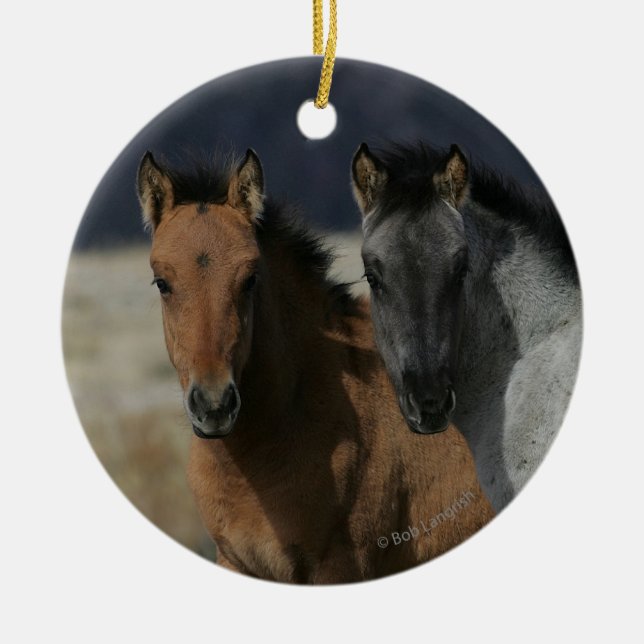 Mustang Foal Headshot Keramik Ornament (Vorne)