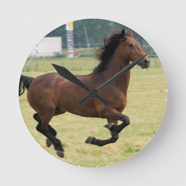 Mustang Galloping Clock Runde Wanduhr (Vorderseite)