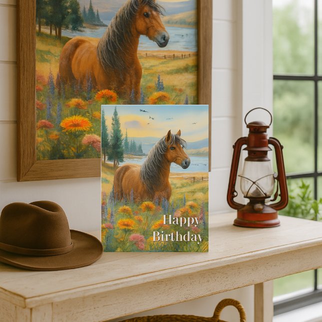 Mustang Horse Birthday Horse Lover Grußkarte Karte (Von Creator hochgeladen)