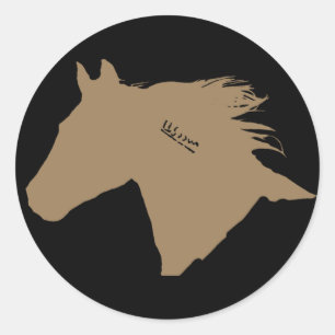 Mustang Horse Head Runder Aufkleber